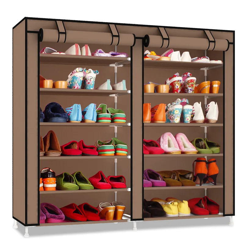 Minimalist Shoe Rack Double Row 6 Layer Thicken Oxford Cloth Shoe Cabinet Dustproof Shoe Organizer Storage Furniture
