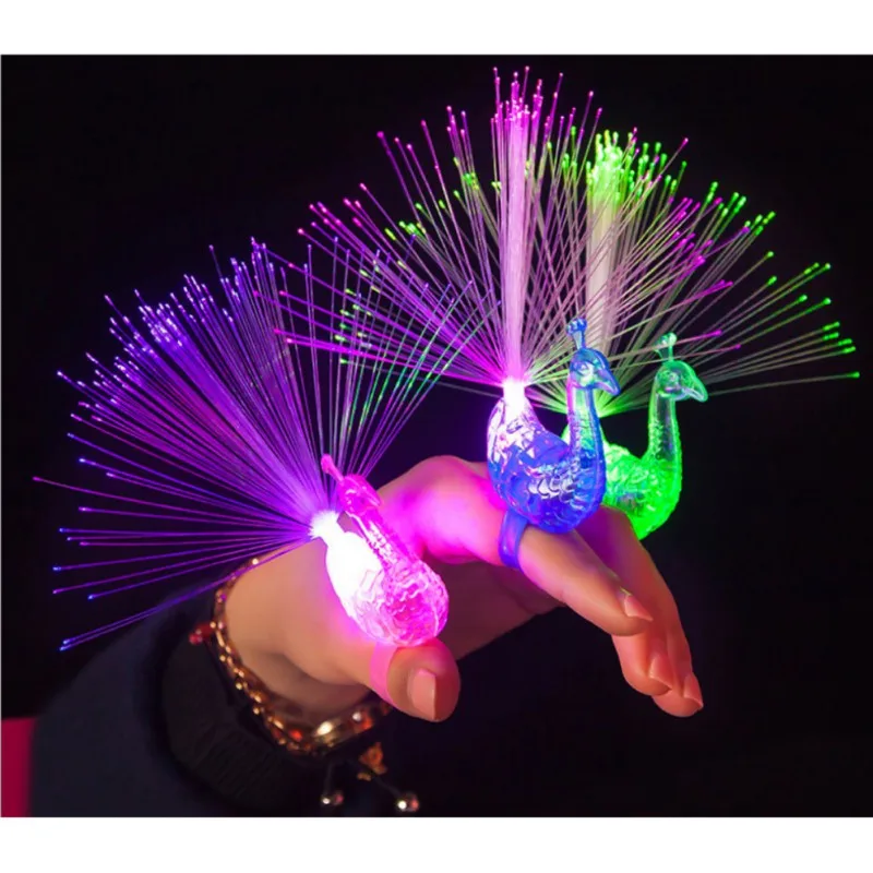 Лампа в виде павлина на палец цветной яркий светодиодный светильник кольца гаджеты для вечеринки Интеллектуальная Детская игрушка развивающий светильник игрушки случайный цвет