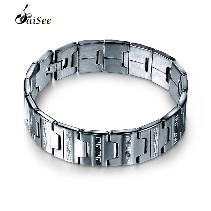 

SAISEE Black 316L Stainless Steel Bracelet Men Chain Link Bracelets Cuff Wristband Bracelets Bangles Male Jewelry Free Shipping