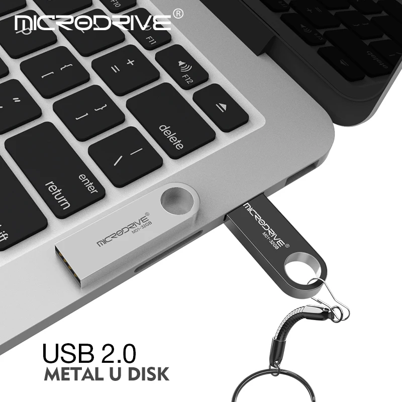 Microdrive usb флеш-накопитель, мини-накопитель, 64 ГБ, 16 ГБ, 8 ГБ, флеш-диск usb 2,0, флешка, металлическая флешка, на заказ, диск на ключ в подарок