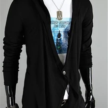 Новая коллекция Асимметричный мягкие удобные кардиган неравномерной длины для мужчин Мода тонкий свитер повседневное с длинным рукавом хлопок Кнопка Куртка