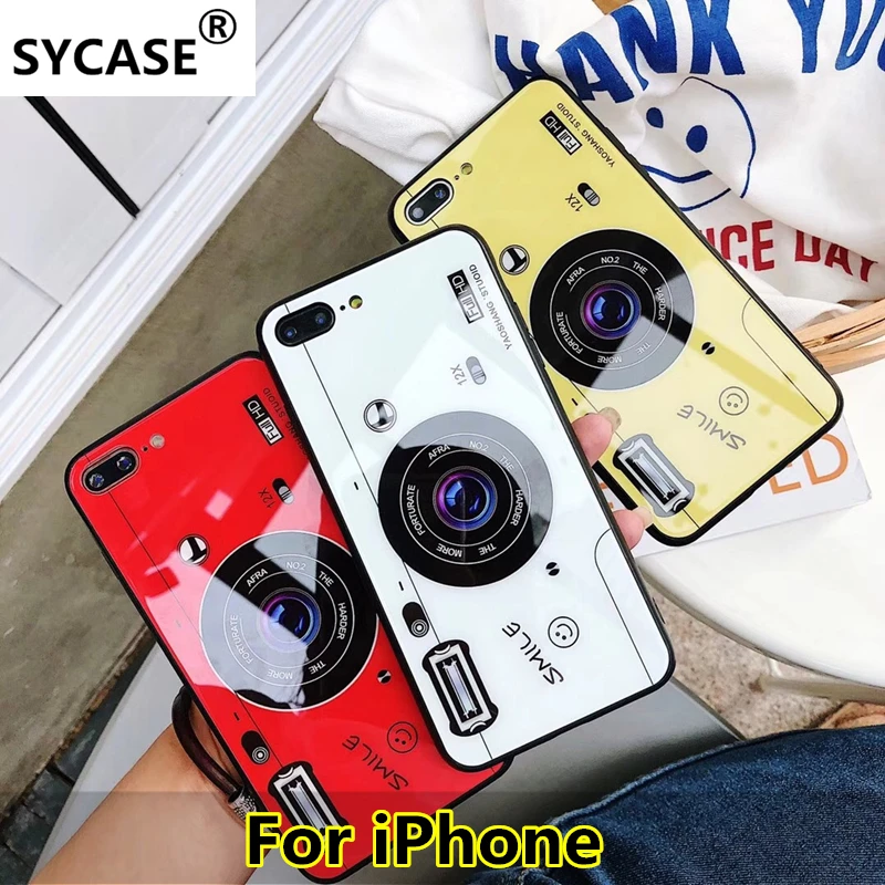 SYCASE персональная камера Стекло чехол для iPhone x 7 8 плюс 6 6s все включено мужчины и