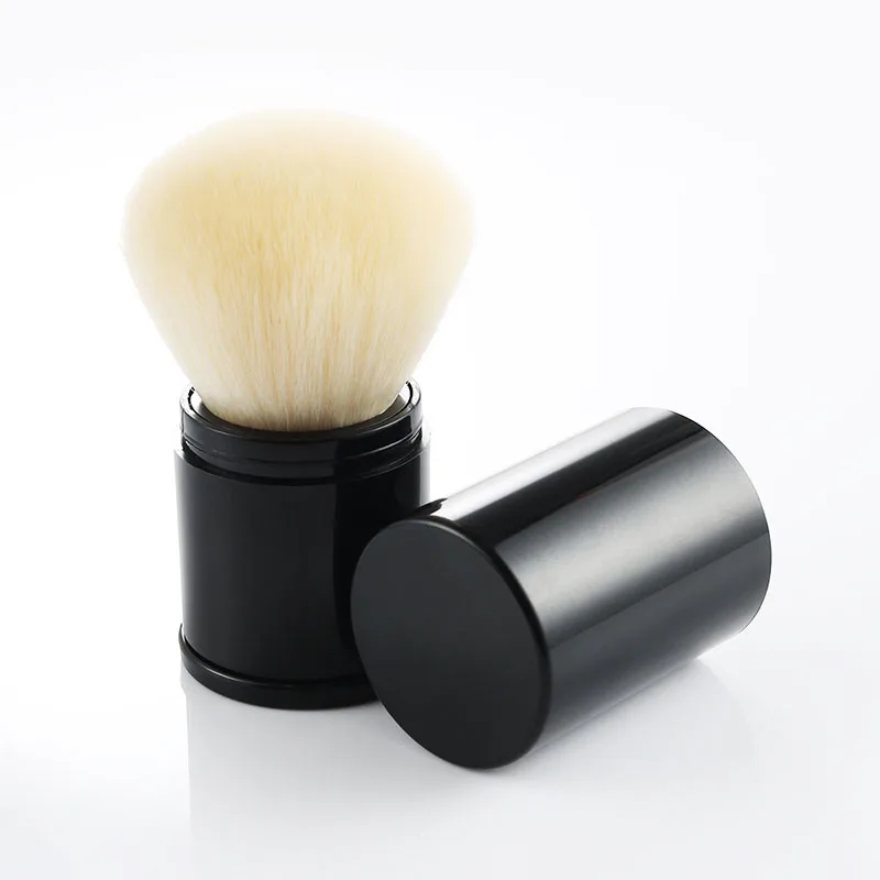 RANCAI 1 шт., черные выдвижные кисти для макияжа, большая пудра, тональный консилер с эффектом румян, крем, кисть кабуки, косметические инструменты для красоты - Handle Color: White Hair
