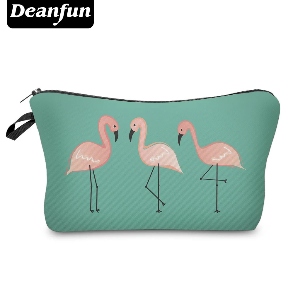 

Deanfun Cosmetic Bags 3D Printed Flamingo Green Polyester Makeup Organizer Travel Necessaries 50917 #