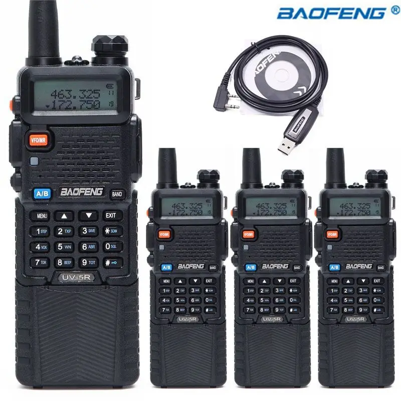 

4Pcs Baofeng UV-5R 3800mAh Walkie Talkie 5W VHF UHF Dual Band Radio Two Way Radio Portable CB Ham Radio UV5R+Cable