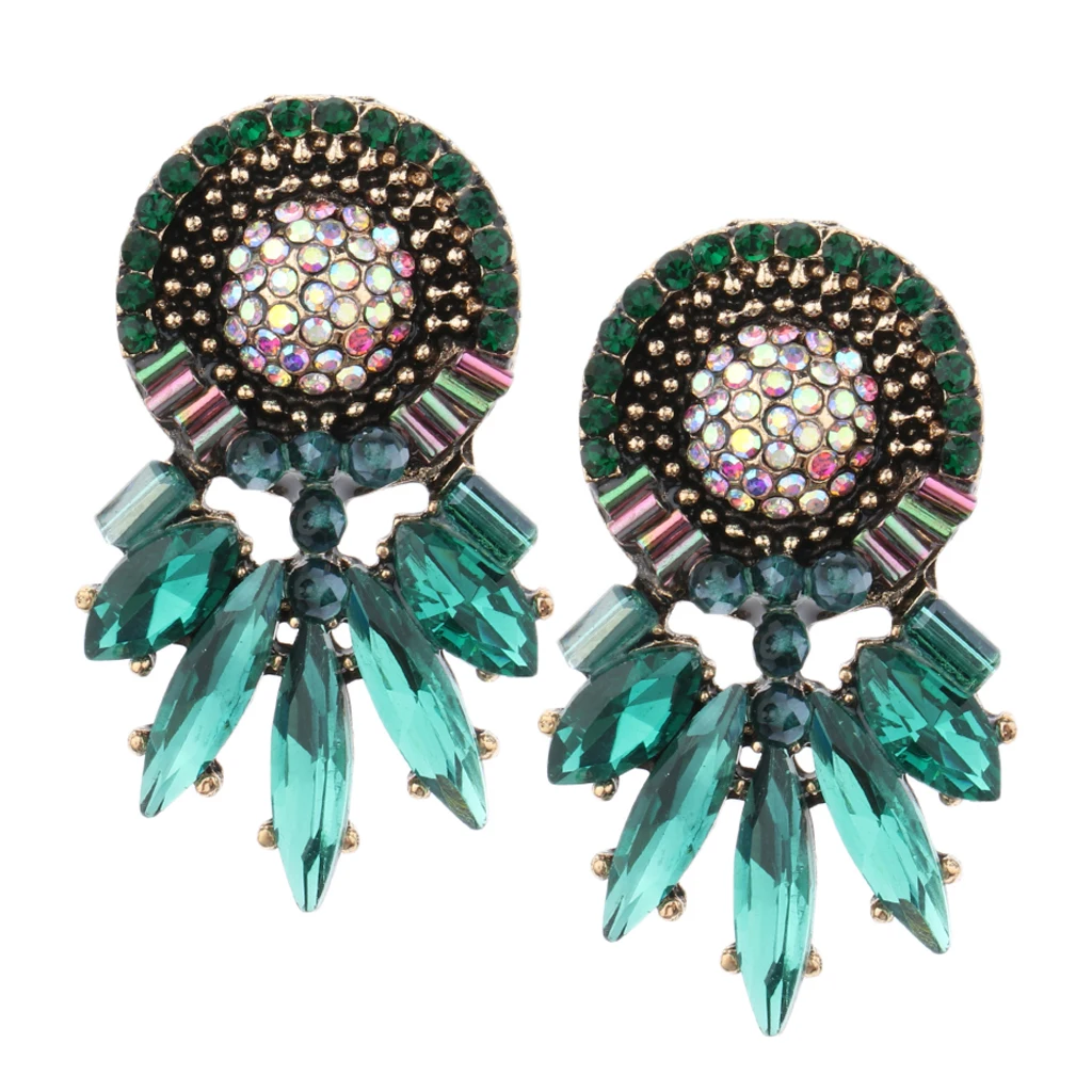 

Crystal Round Clip on Earrings Studs Boho Flower Dangle Earring for Women Girls Dangler Drop Earring Pendientes Turquesa Jewelry