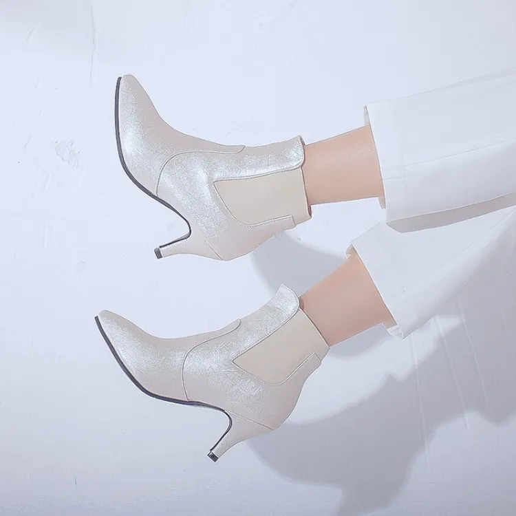 

Big Size 11 12 13 14 15 16 17 18 Ma'am Short boots Pure color Fashion boot barrel High heel boots