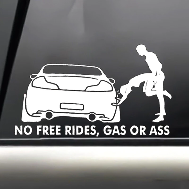 20*8 см газа или задница &quotNo Free Rides&quot забавные виниловые наклейки для автомобиля