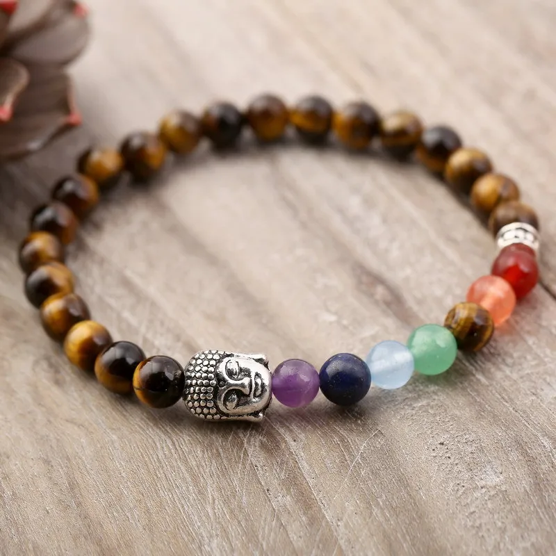 Чакра браслеты натуральный камень черный Лава бусины браслет для женщин мужчин баланс Йога ювелирные изделия Pulseira Feminina Будда молитва Bileklik