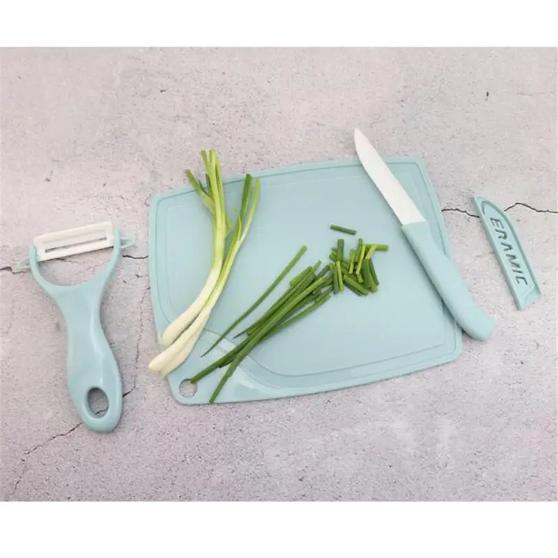 Эластичная экологически PU Керамика Ножи комплект с фруктами/овощей Овощечистка мини-разделочная доска красочные F713