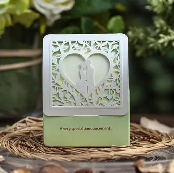 

Free Shipping 50pcs/lot Green Seires Theme Lace Style Candy Box Wedding Favor CB039