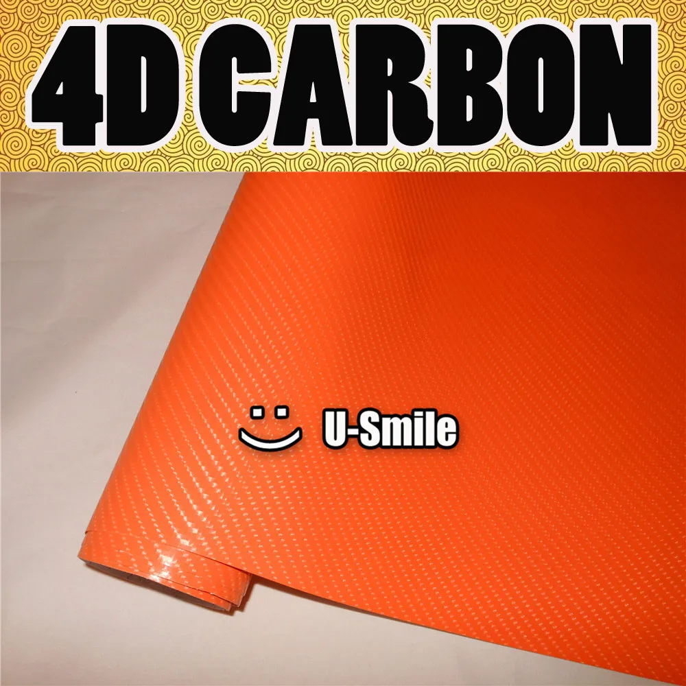 4D Gloss Orange Carbon Fiber Sticker Decal Orange 4D Carbon Vinyl Wrap