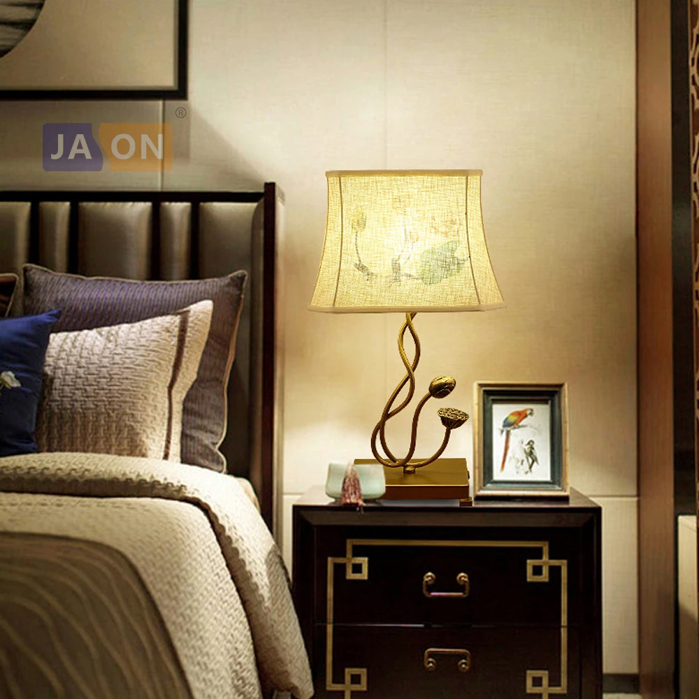 

led e27 Chinese Iron Fabric Lotus LED Lamp.LED Light.Table Lamp.Desk Lamp.LED Desk Lamp For Bedroom Foyer