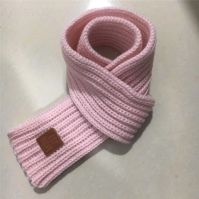 light pink Мода г.; зимние детские шарфы; теплый шарф для маленьких мальчиков и девочек; Однотонный мягкий шарф с воротником; детское растягивающееся кольцо на шею - Цвет: light pink