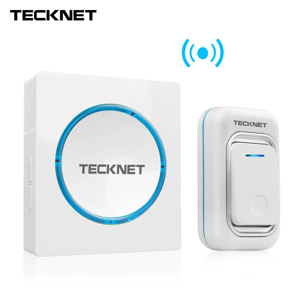 

TeckNet AC 110V-220V Wireless Doorbell IP44 Waterproof LED Door Bell 1Transmitter 1Receiver 300M Range 48 Chimes Door Bell