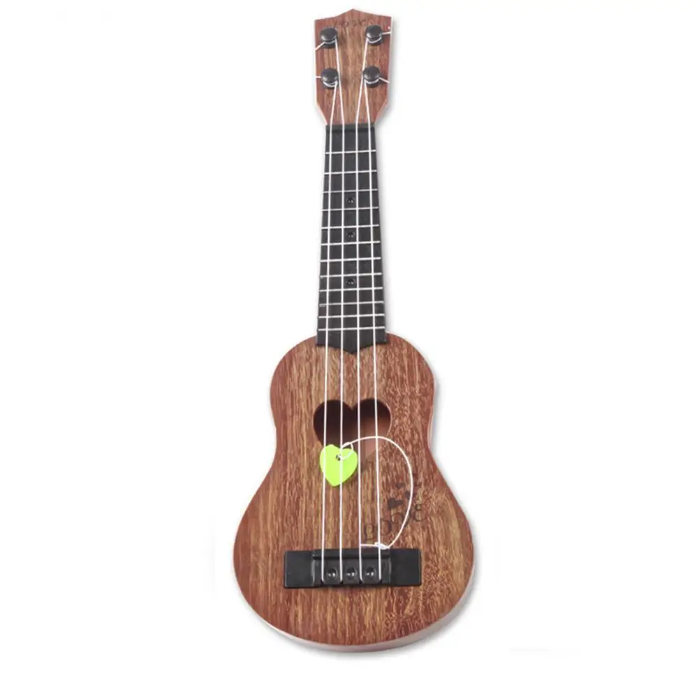 Маленькая аналоговая 4 струнная музыкальная обучающая игрушка в форме укулеле - Цвет: 39CM brown