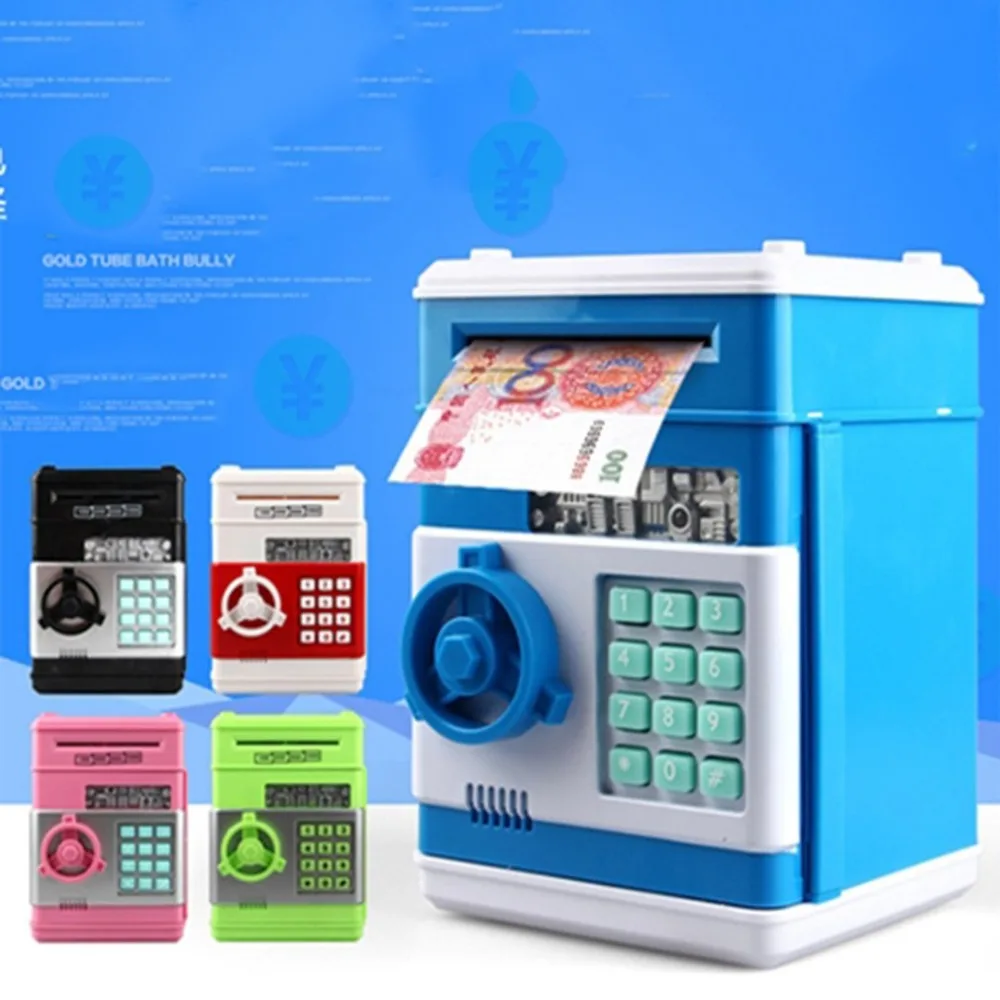 Дети мультфильм электронных денег безопасности банка копилка мини атм пароль монеты экономию денег Box Smart голос игрушки