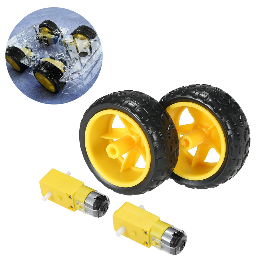 2 комплекта DC мотор редуктор + колесо шины для Arduino 3 V 6 Smart Car DIY Project|motor for|wheels forwheels