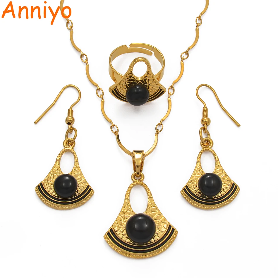Ожерелье и серьги Anniyo с черным/красным/синим/белым/серым жемчугом Папуа Новой