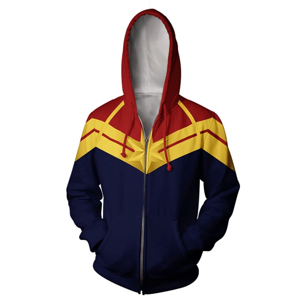 Cosroad 3D Printed Captain Marvel Carol Danvers Cosplay Costumes Hoodies Sweatshirts Casual Zipper Hooded Jacket Clothing (29)