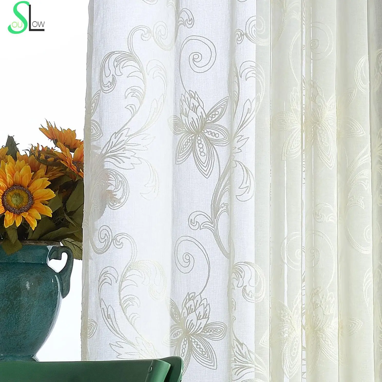 White-3d-Curtains-Embroidered-Sheer-Curtains-Flowers-Screen-Tulle ...