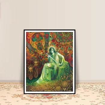 

Queen of Swords Tarot Art Greeting Card Psychedelic Gypsy Pagan Witch Mythology Goddess Wall Art Posters And Prints