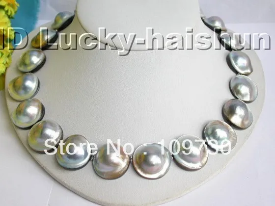 

Jewelry 001036 100% NATURAL GRAY SOUTH SEA NABE PEARL NECKLACE