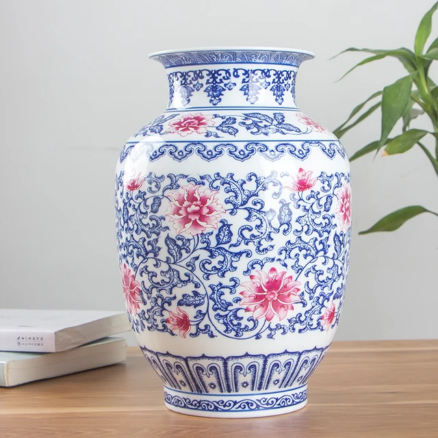 Chinese Style Jingdezhen Ceramic Vase underglaze blue & red Decoration Porcelain Flower Vase Tabletop Vase 2
