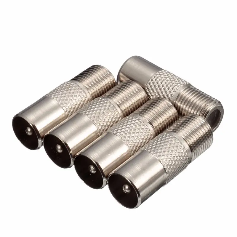 

HOT 5pcs A Set Aluminium Alloy F type Socket to Coax RF IEC Aerial Plug Male Adapter Twist On Connector