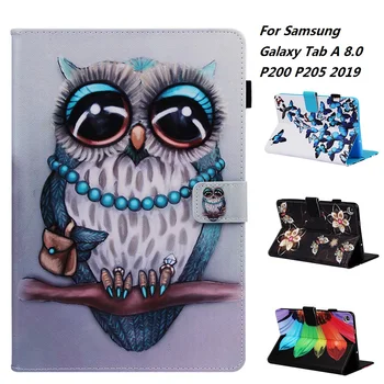 

Color Pattern Tablet Case For Samsung Galaxy Tab A 8.0 P200 P205 2019 Smart Cover Cartoon PU Leather