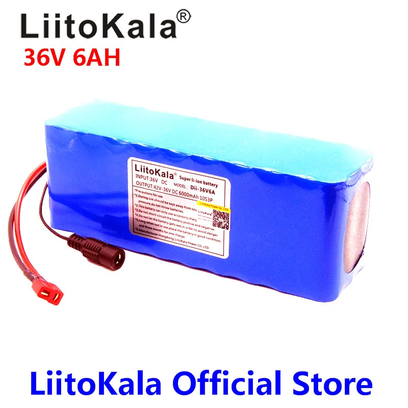 Liitokala 36 V 6Ah 18650 аккумуляторная батарея, модифицированные велосипеды, защита электромобиля с PCB+ 36 V 2A зарядное устройство