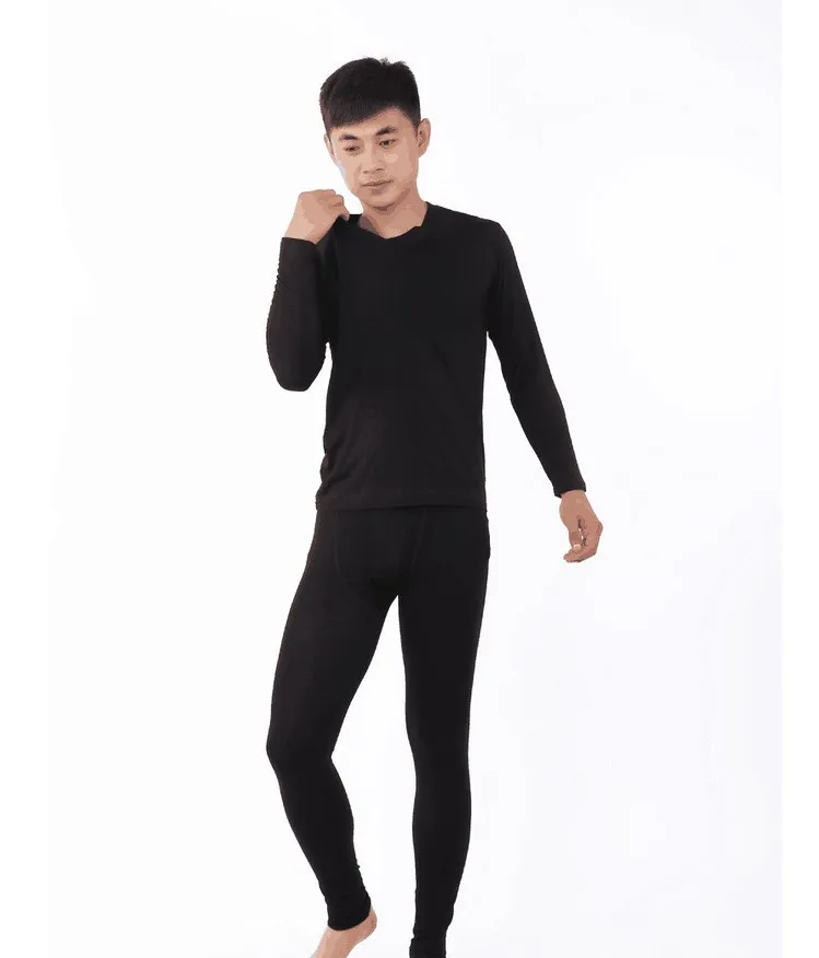 new arrival Manufacturers wholesale soft autumn winter men comfortable bamboo fiber cotton v-collar super large plus size XL-7XL best long johns for men