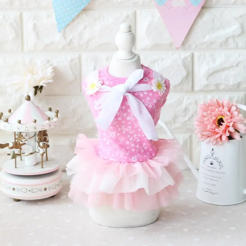 Lace Flower Girl Female Dog Dress 2017 NEW Clothing For Dogs Puppy Dog