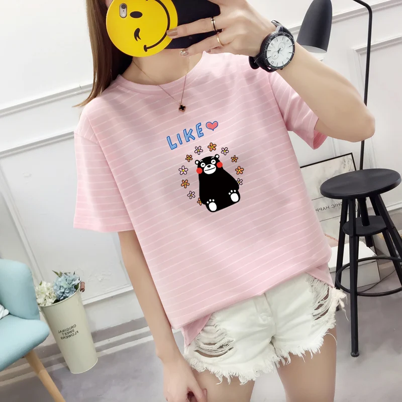 Kpop мультфильм Медведь футболка женская летняя Kawaii Kumamon печатных короткий рукав