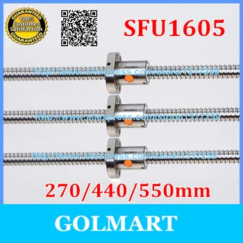 

Promotion for 1605 guide Ball screw -L 550 / 440 / 270mm -C7 Anti Backlash Rolled Ballscrew +3pcs 1605 ballnut for linear CNC