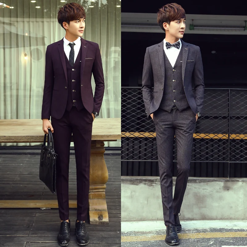 2019 Korean Men clothing business casual suit British 2019 Korean Men clothing business casual suit British
