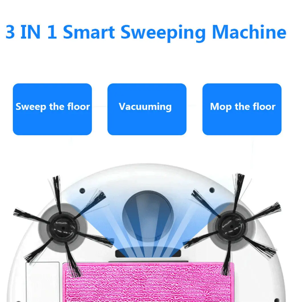 Робот-пылесос для чистки и влажной швабры одновременно для твердых полов и ковров 120 минут перед автоматической зарядкой