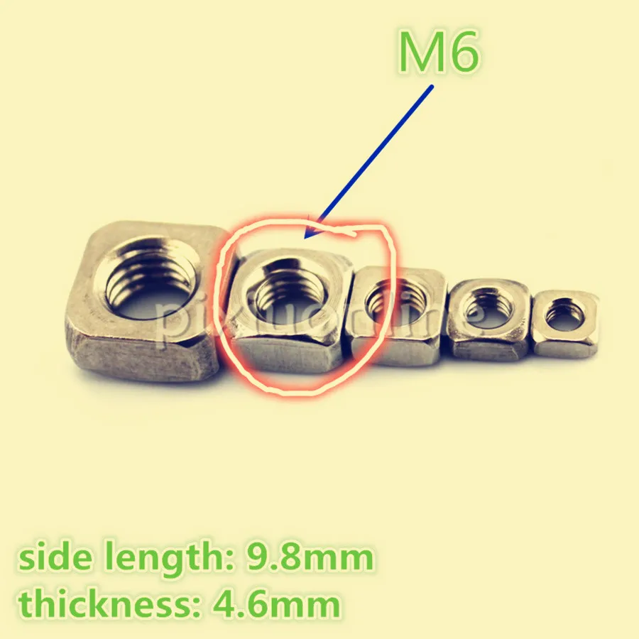 10pcs Sale J572 Stainless Steel Mini Square Nut Side Length 9.8mm M6
