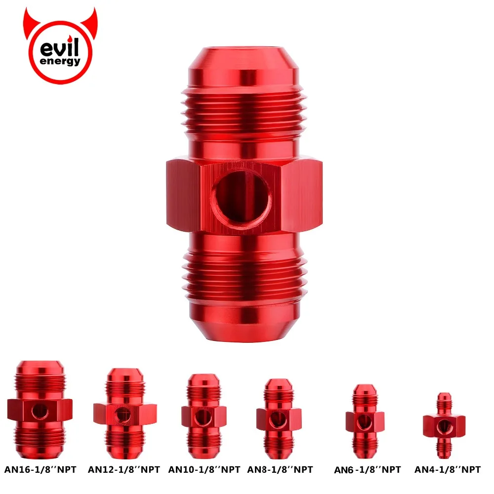 

evil energy Straight Aluminum Pressure Gauge Adapter Fitting AN4/6/8/10/12/16 Male to -4/6/8/10/12/16AN Male With 1/8" NPT Port