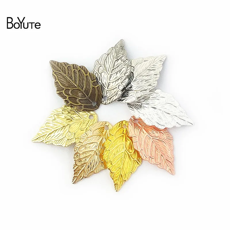 BoYuTe (50 PiecesLot) Metal Brass 1018MM Stamping Leaf Charm Pendants DIY Floating Charms for Jewelry Making (2)