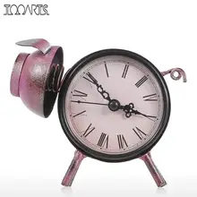Reloj de cerdito Tooarts, estatuilla de gato de Metal Vintage hecha a mano, reloj de mesa silencioso, reloj práctico, 1 batería AA, decoración para el hogar en miniatura