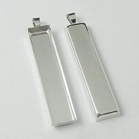 

Multi-color Rectangle Pendant Setting Blank Cabochons Base Deep Wall Tray Bezel Cups with Bail 10*50mm for DIY Findings