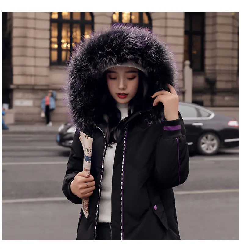 Женские зимние куртки длинное теплое пальто серебряного цвета стильная женская куртка широкий меховой воротник 2019 Дамская парка abrigos mujer