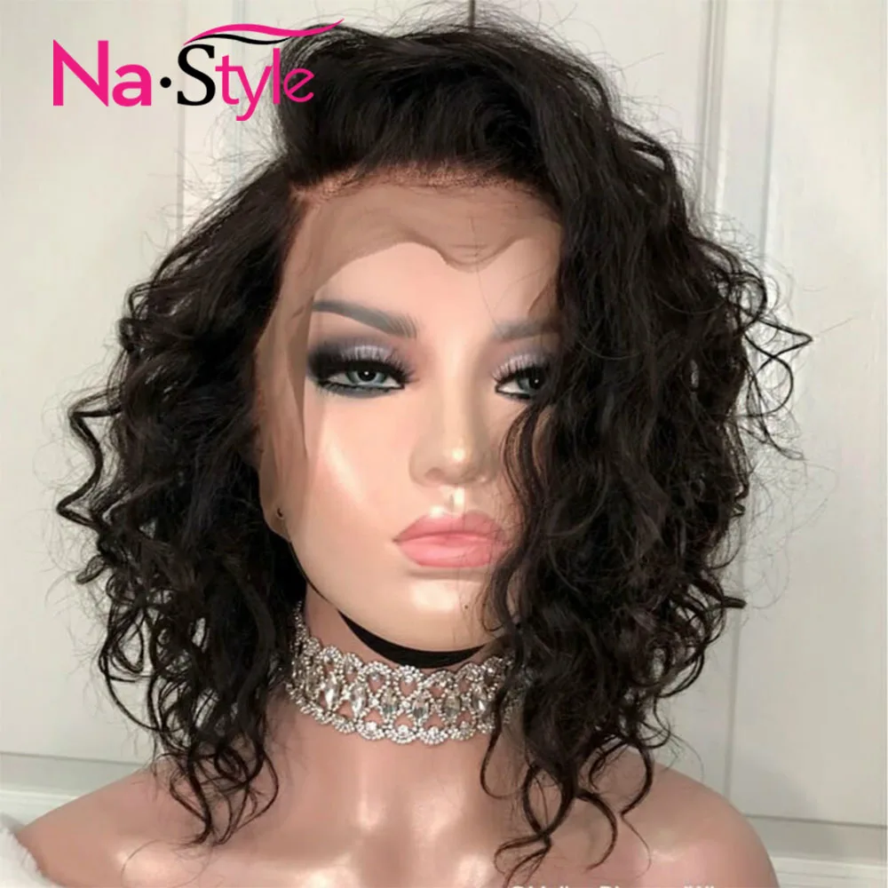 Short Bob Lace Front Wigs Curly Bob Wig Lace Front Human Hair Wigs Wavy Deep Side Part 13x6 Lace Front Wig Brazilian Hair