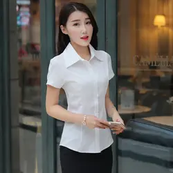 Плюс размер 4XL 5XL Летняя женская рубашка новая с коротким рукавом элегантные топы и блузки белые шифоновые блузки Офисная Рабочая одежда