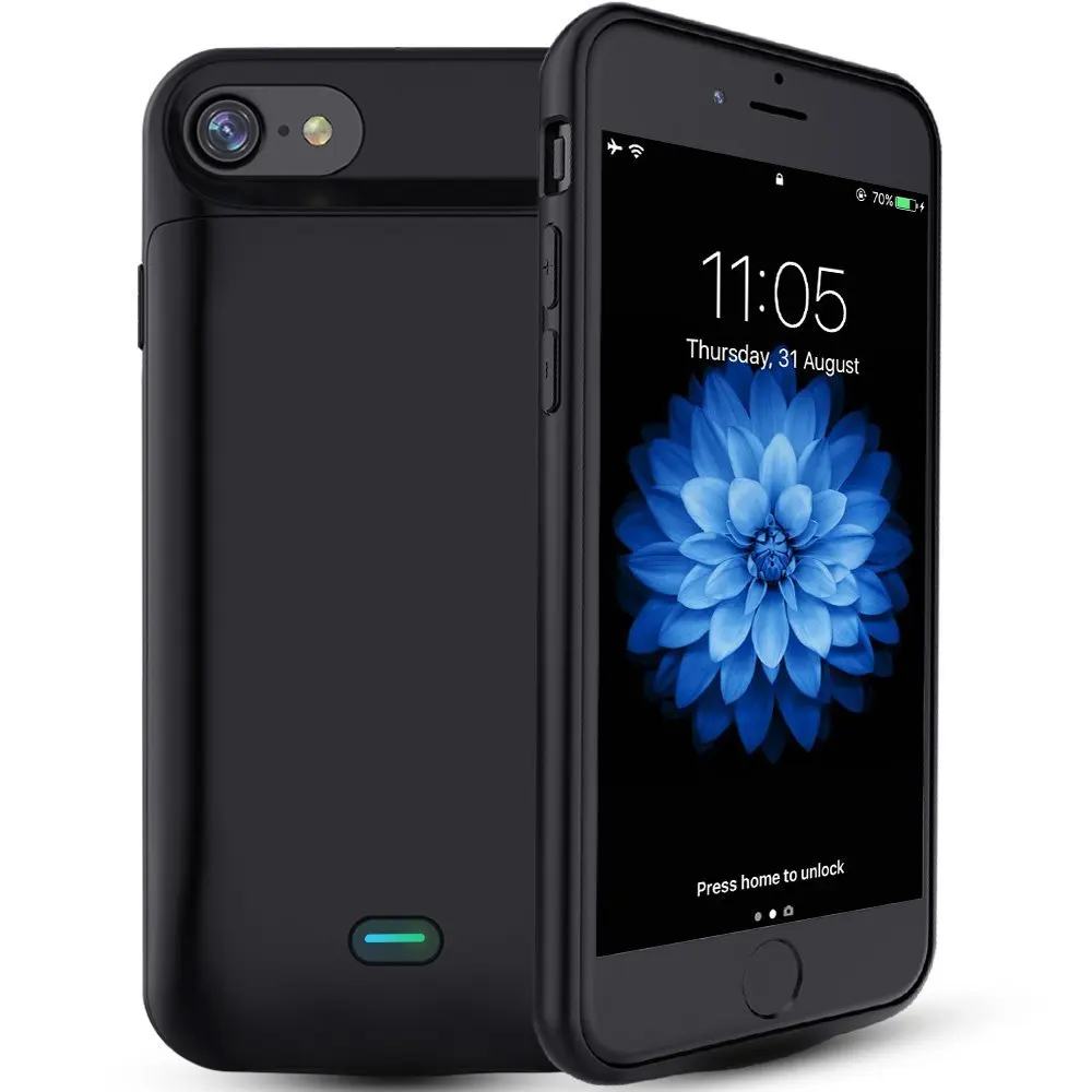 Beste 6 Landen drop schip Batterij Case voor iPhone 8 7,5000 mAh oplaadbare Draagbare Oplader voor iPhone 7 Plus Power Bank Pack Cover