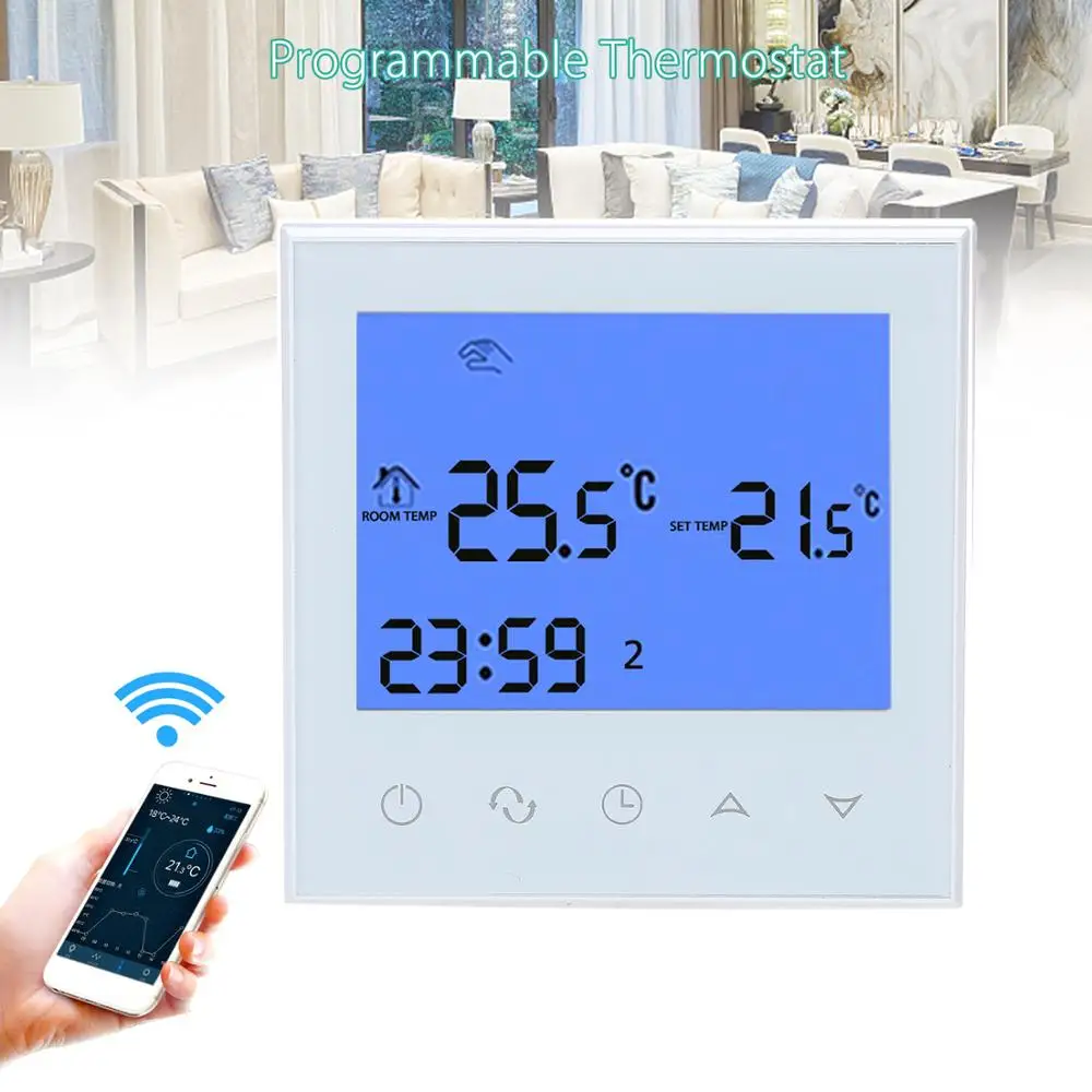 

SeeSii Programmable Thermostat Heating WiFi LCD Touch Screen Temp Air Condition Temperature Control Underfloor 16A 230V Remote