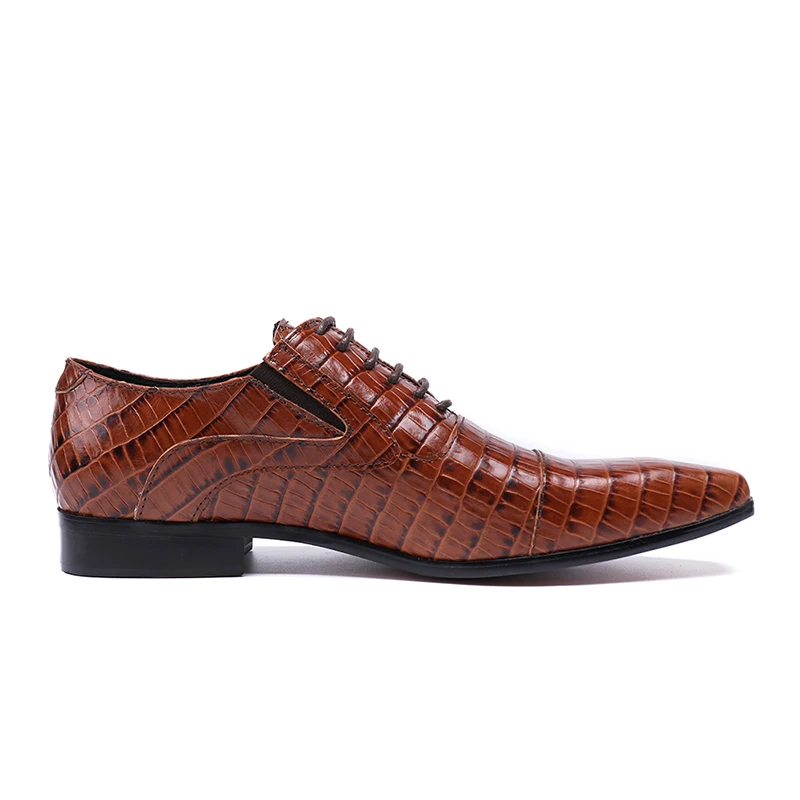 Flats Brown Dos Homens Formal De Itália New Vestido Para Do Couro Sapatos Marrom Mabaiwan Up Rendas Sapatas Negócios Retro Genuíno Moda Casamento Masculino Hq58gC