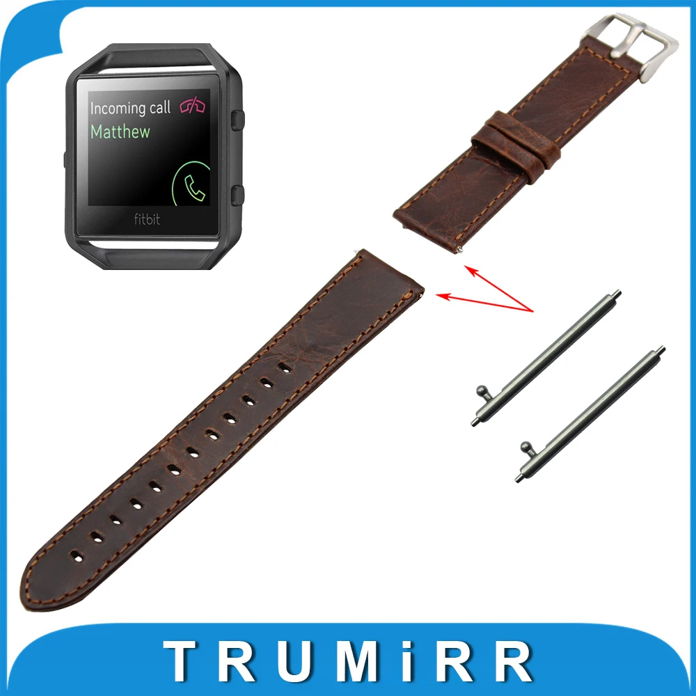 

23mm Genuine Leather Watchband Quick Release Strap for Fitbit Blaze Smart Fitness Watch Replacement Wrist Bracelet Brown