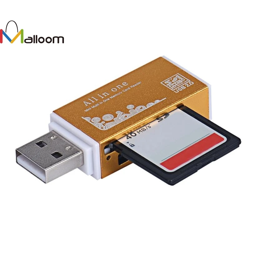 Malloom Новое поступление универсальный металлический USB 2,0 все в 1 мульти SD TF считыватель карт памяти для ПК компьютера мобильного телефона и 15